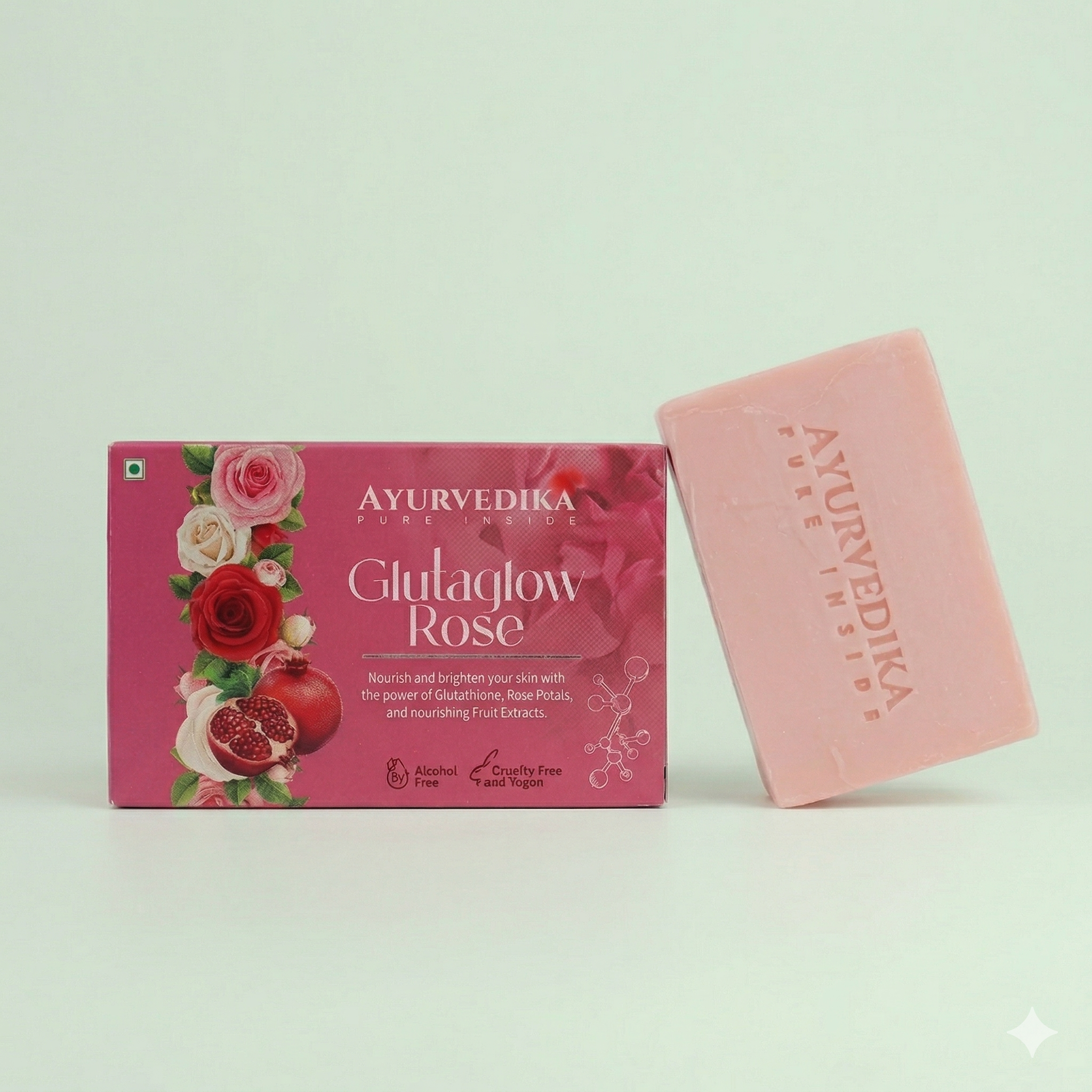 Glutaglow Rose Soap  76% TFM with Glutathione for Glowing Skin  Ayurvedika
