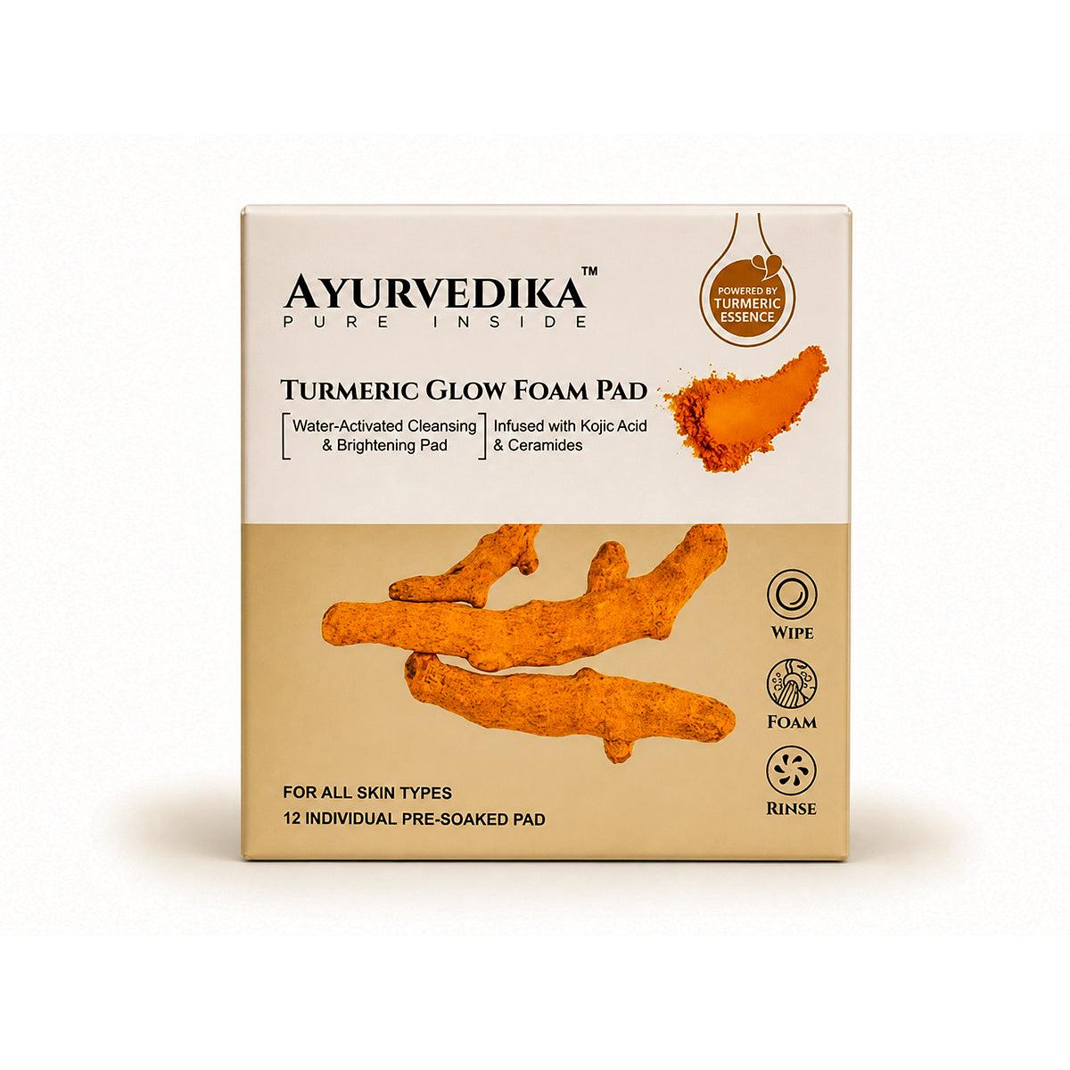 Turmeric Glow Foam Pad 12 Individual Pre-Soaked Pad